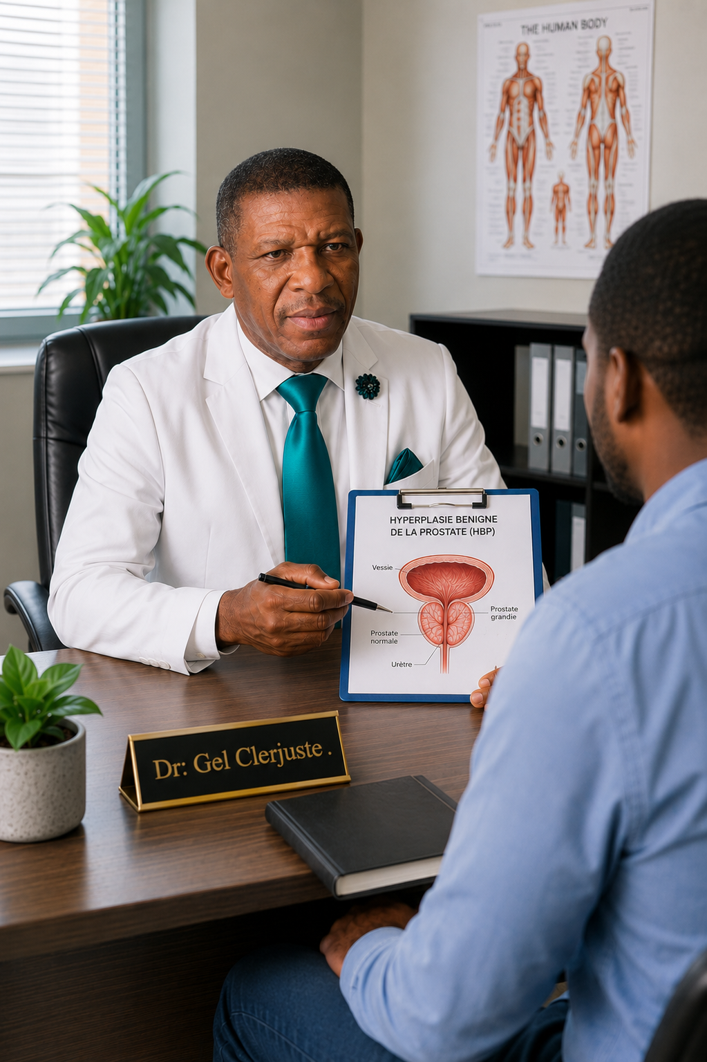 Dr. Gel Clerjuste consulting with a patient